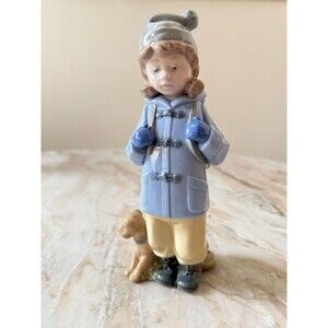 NAO Daisa by Lladro Girl with Dog #1038 Made in Spain 1987 7.5" Figurine